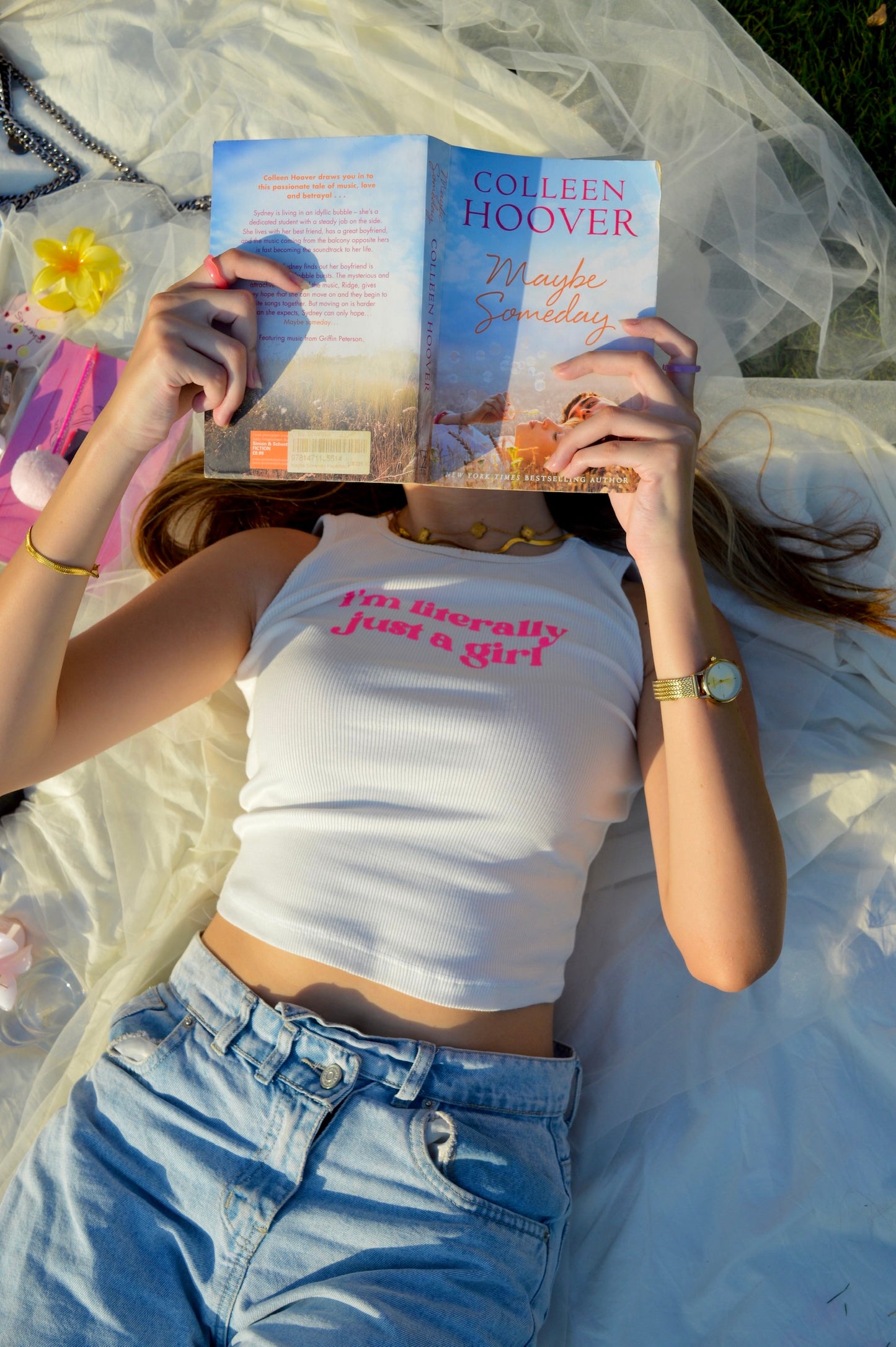 Just a girl tank top in white