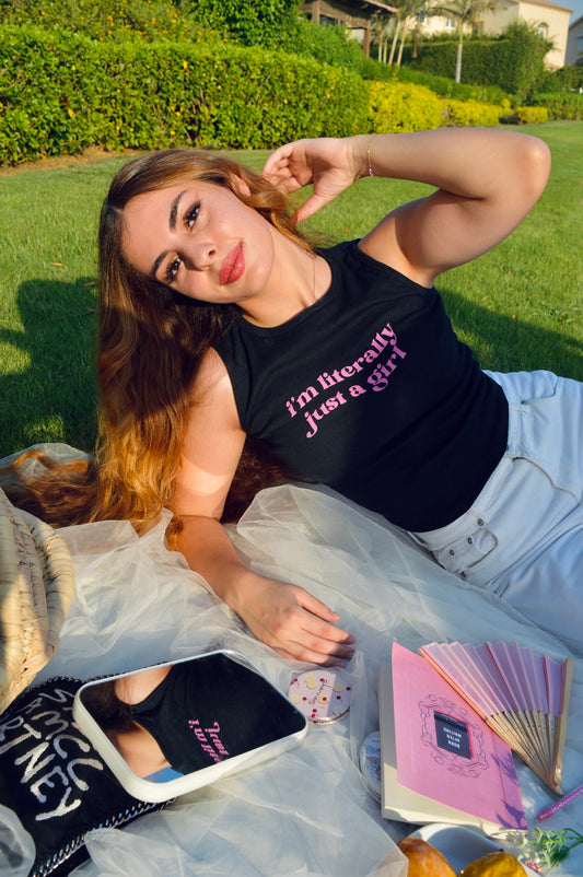 Just a girl tank top in black