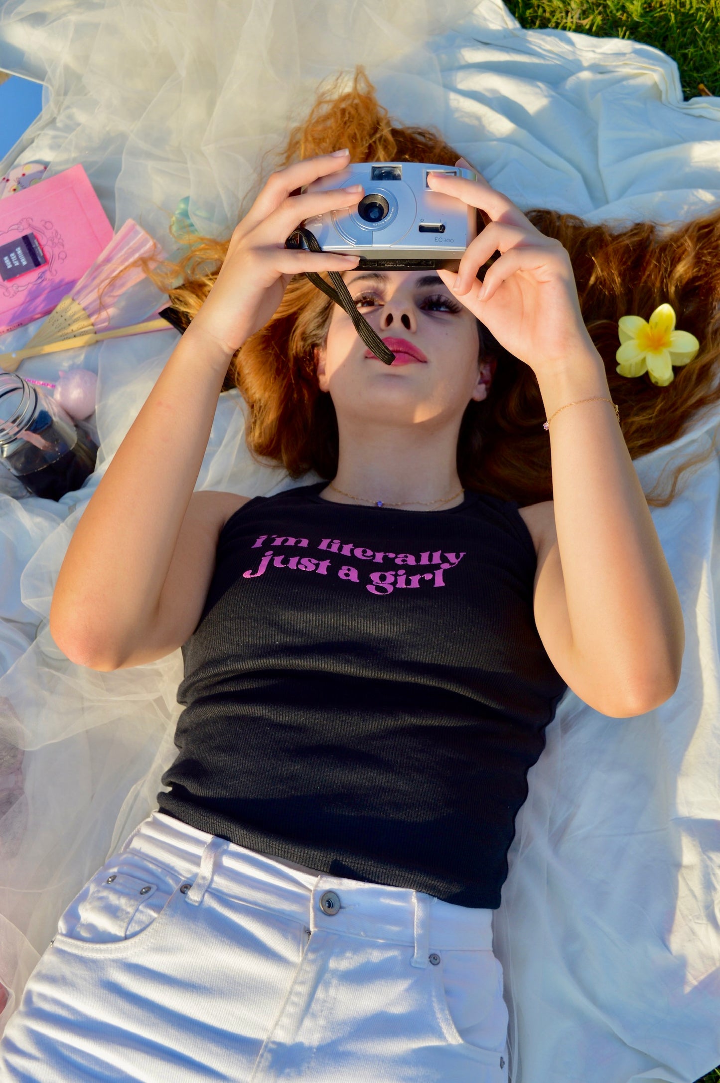 Just a girl tank top in black