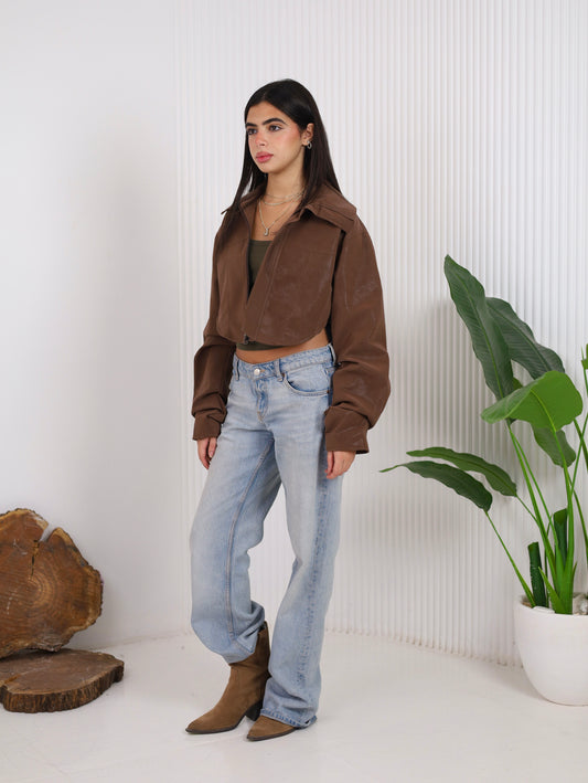 Corset Leather jacket - Brown