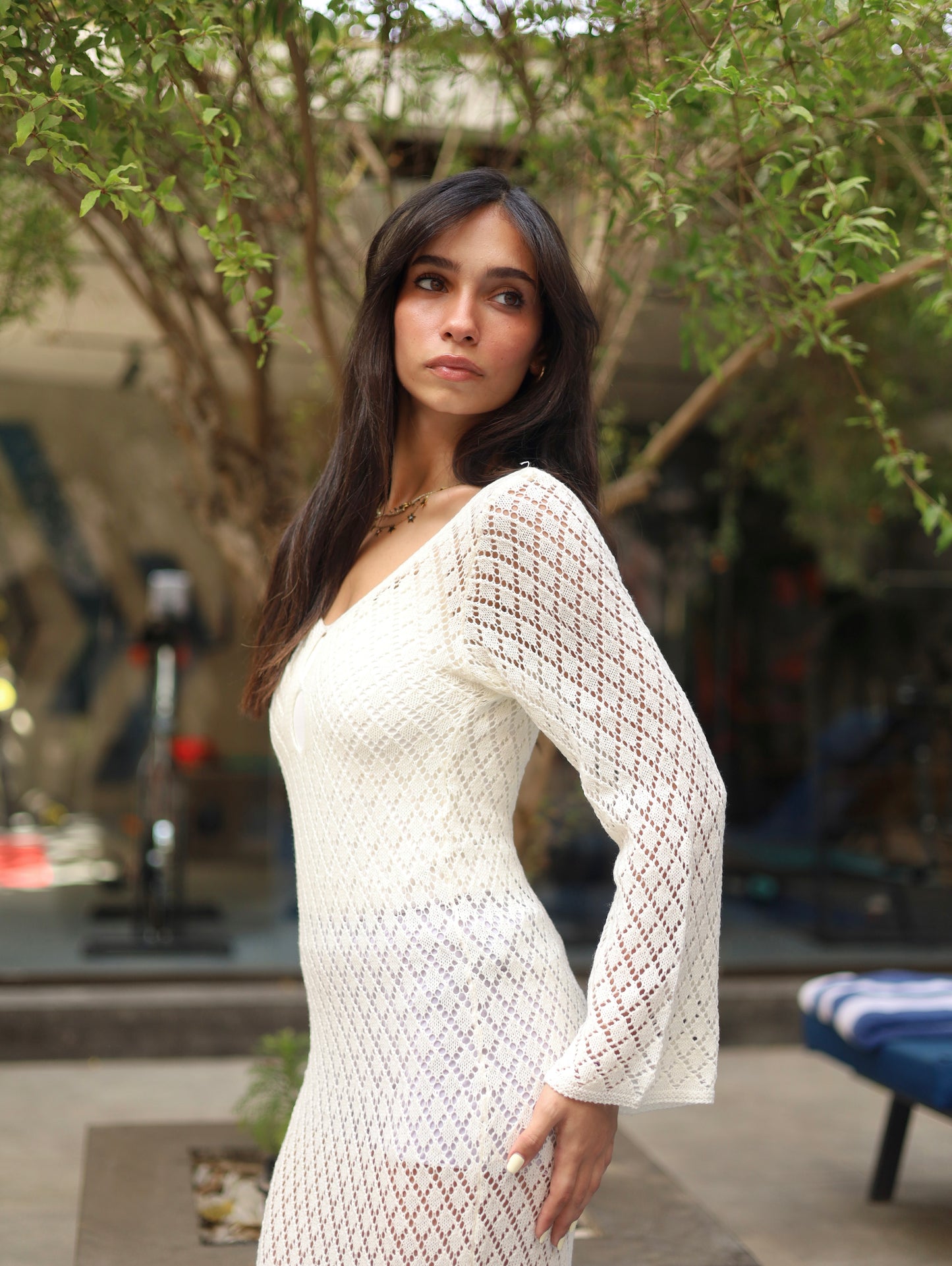 Summer Knit Dress in White