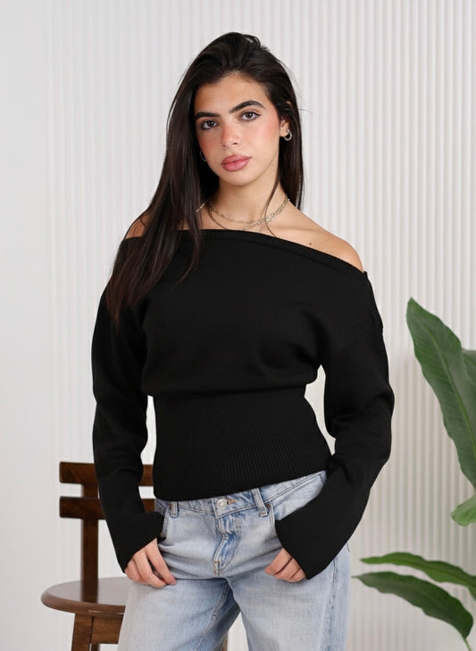 Asymmetrical Knit - Black