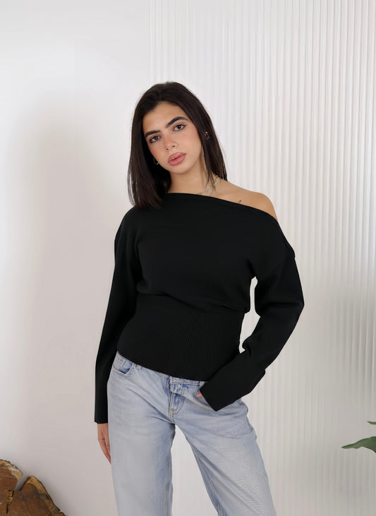 Asymmetrical Knit - Black