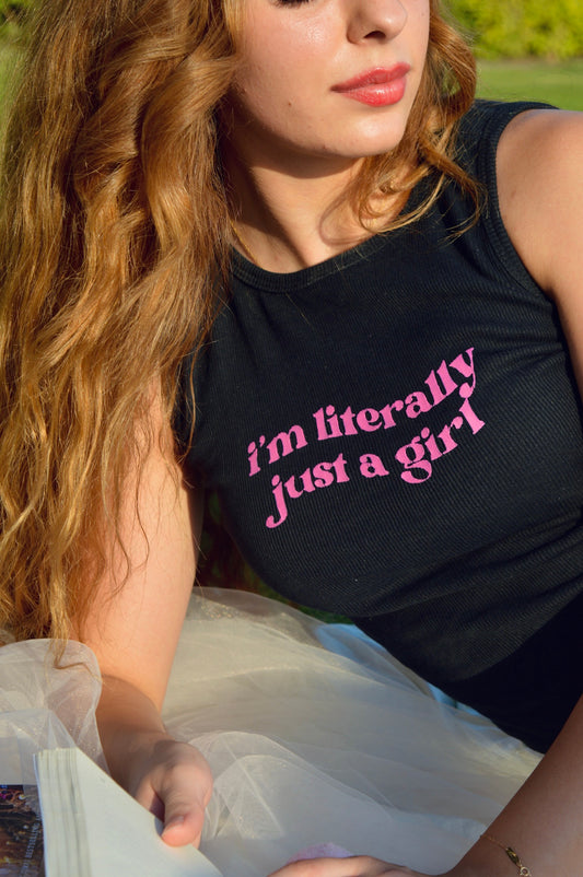 Just a girl tank top in black