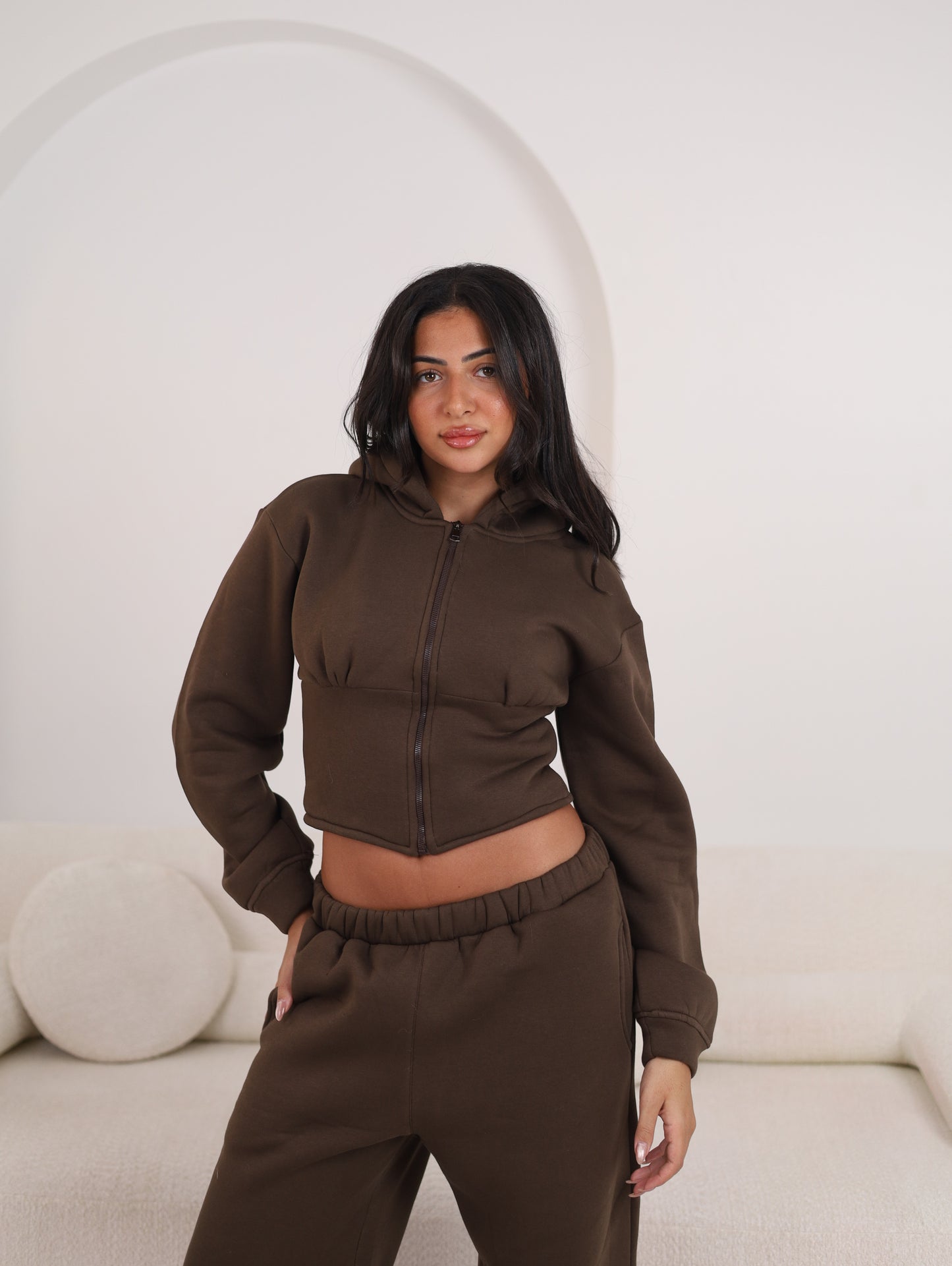 Cloud zip up Jacket - Brown