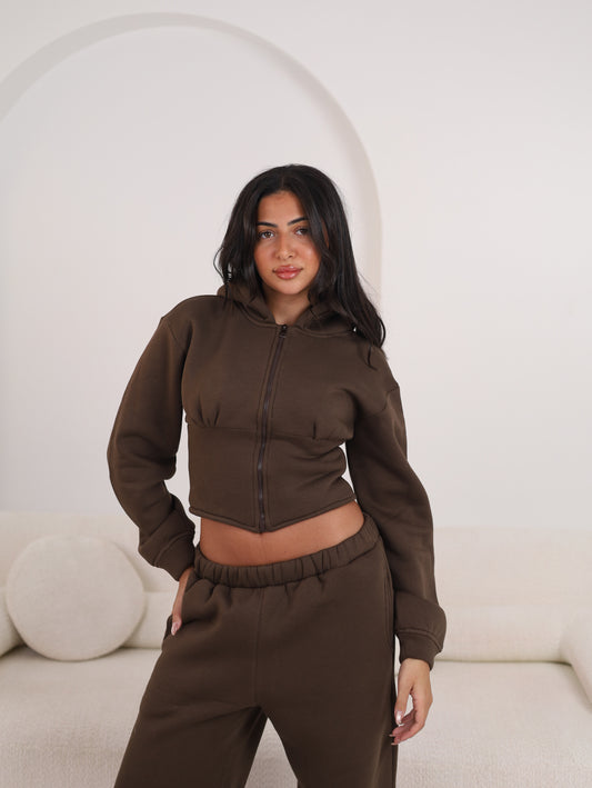 Cloud zip up Jacket - Brown