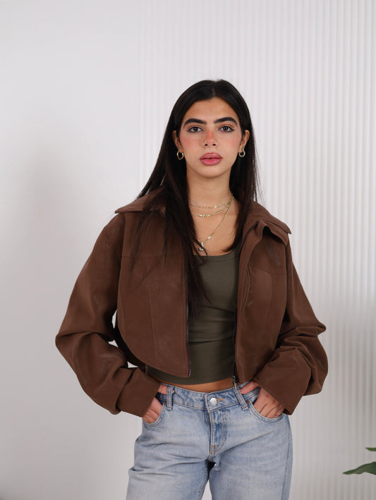 Corset Leather jacket - Brown