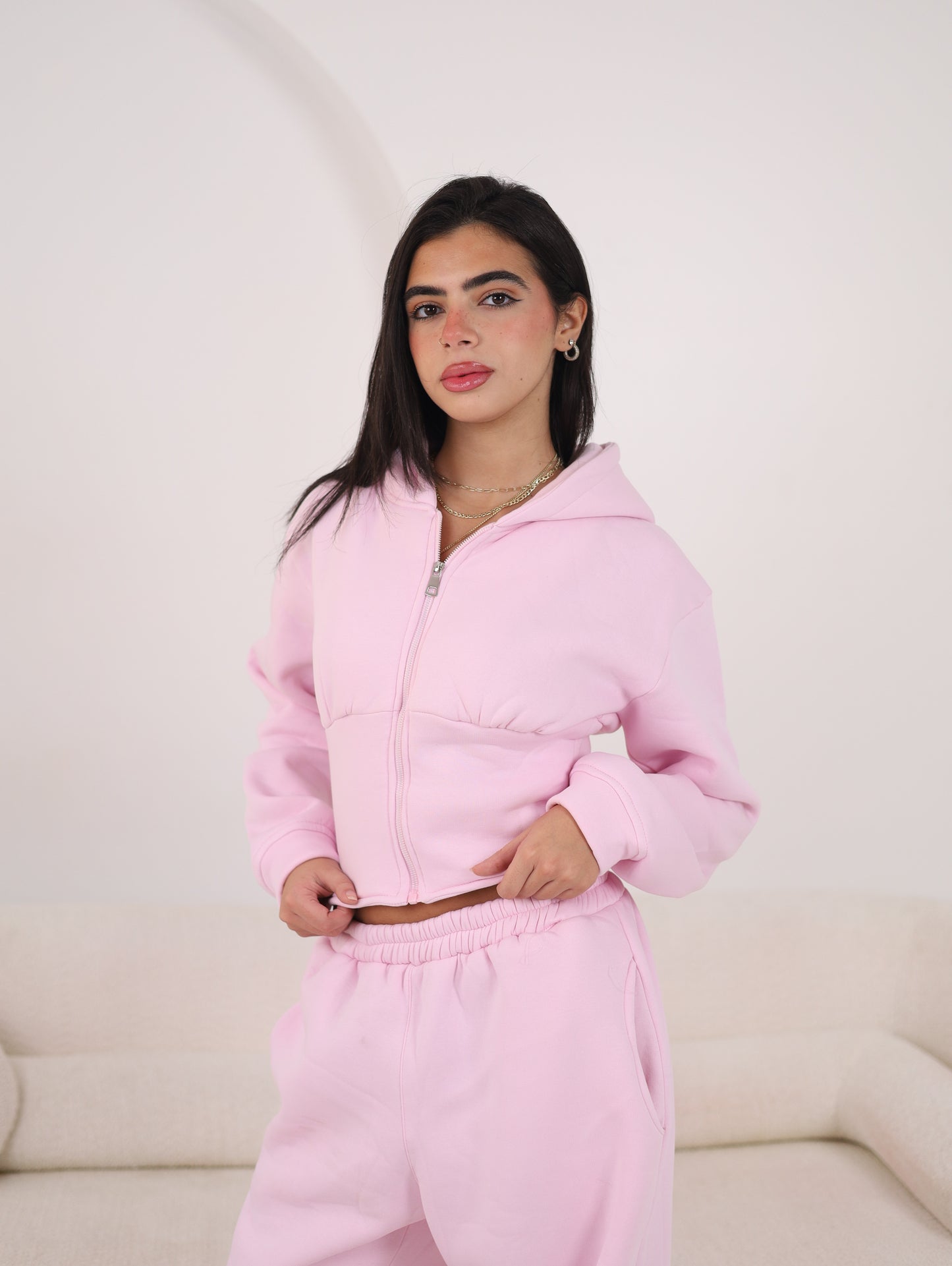 Cloud zip up Jacket - Powder Pink