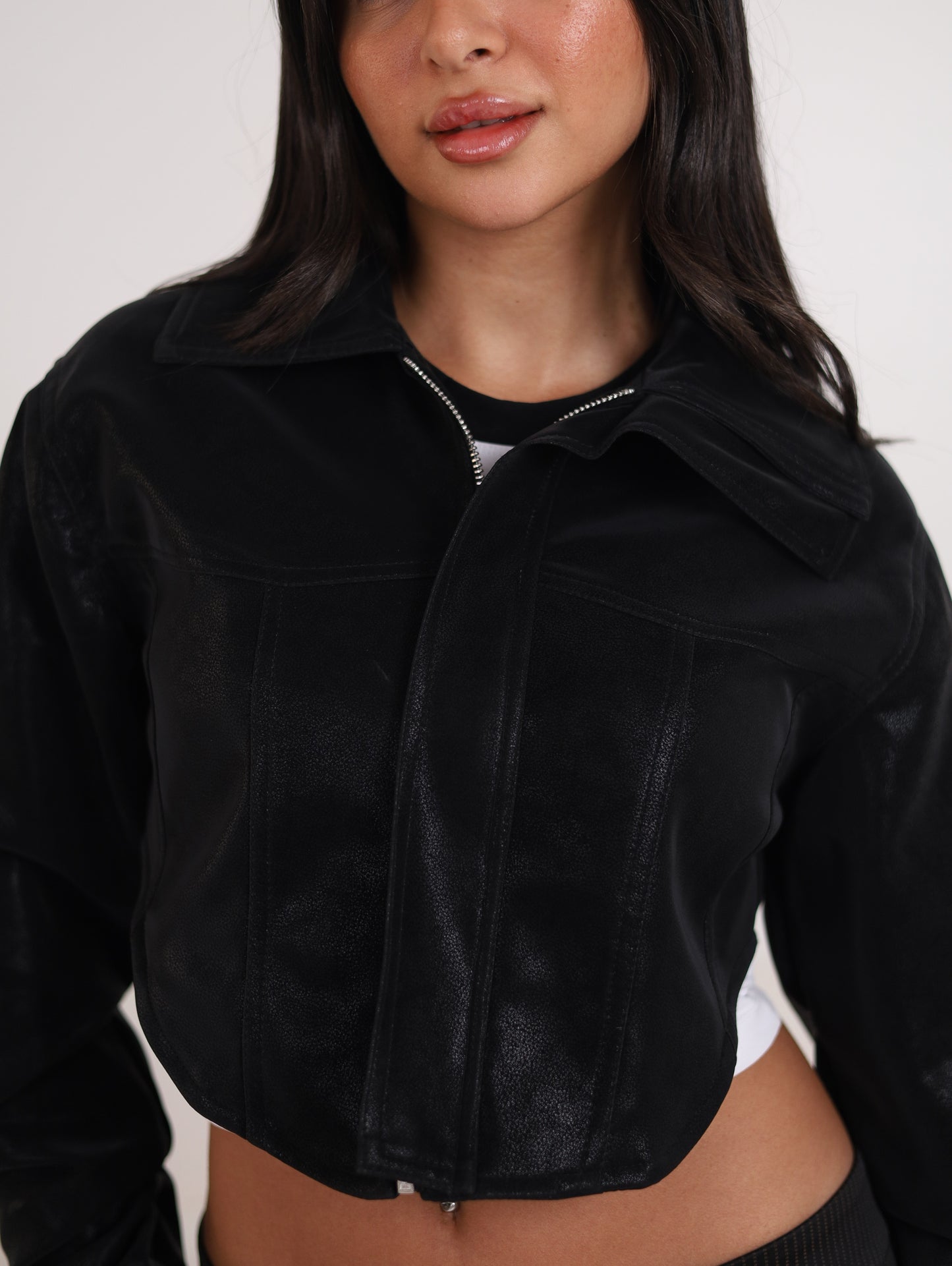 Corset Leather jacket - Black