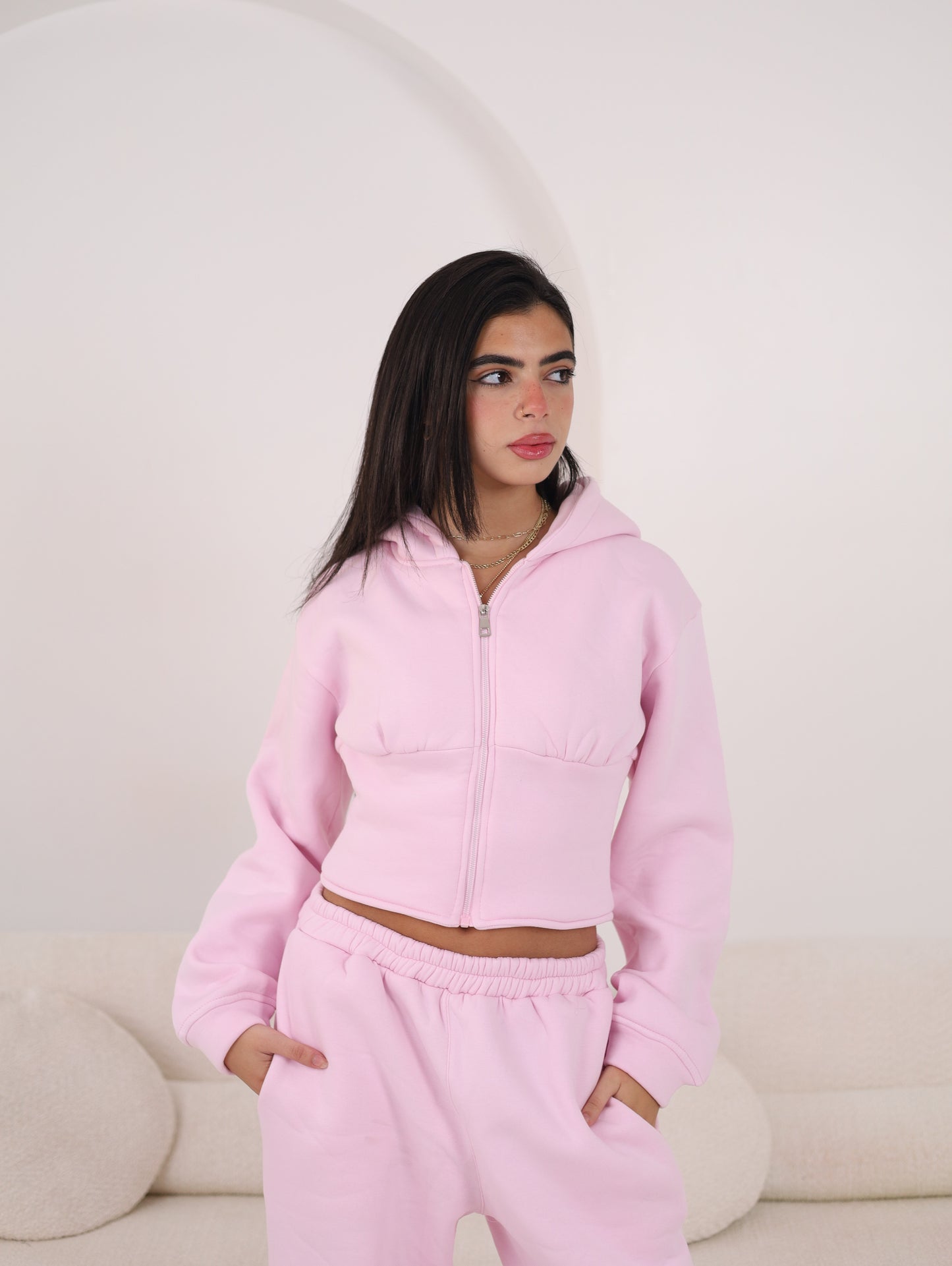 Cloud zip up Jacket - Powder Pink