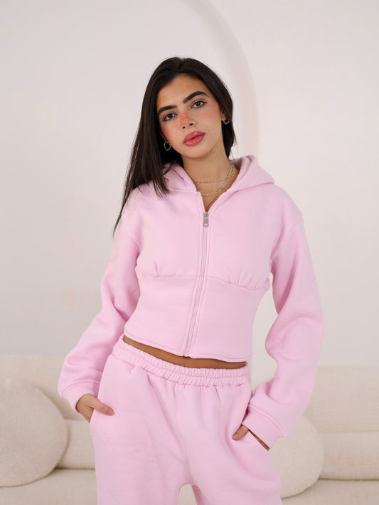 Cloud zip up Jacket - Powder Pink