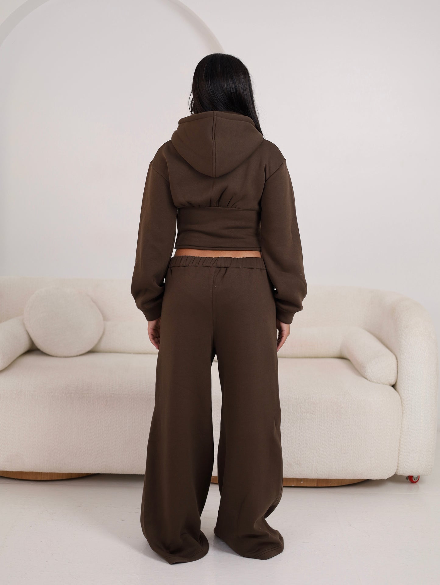 Wide Leg Sweatpants - Brown