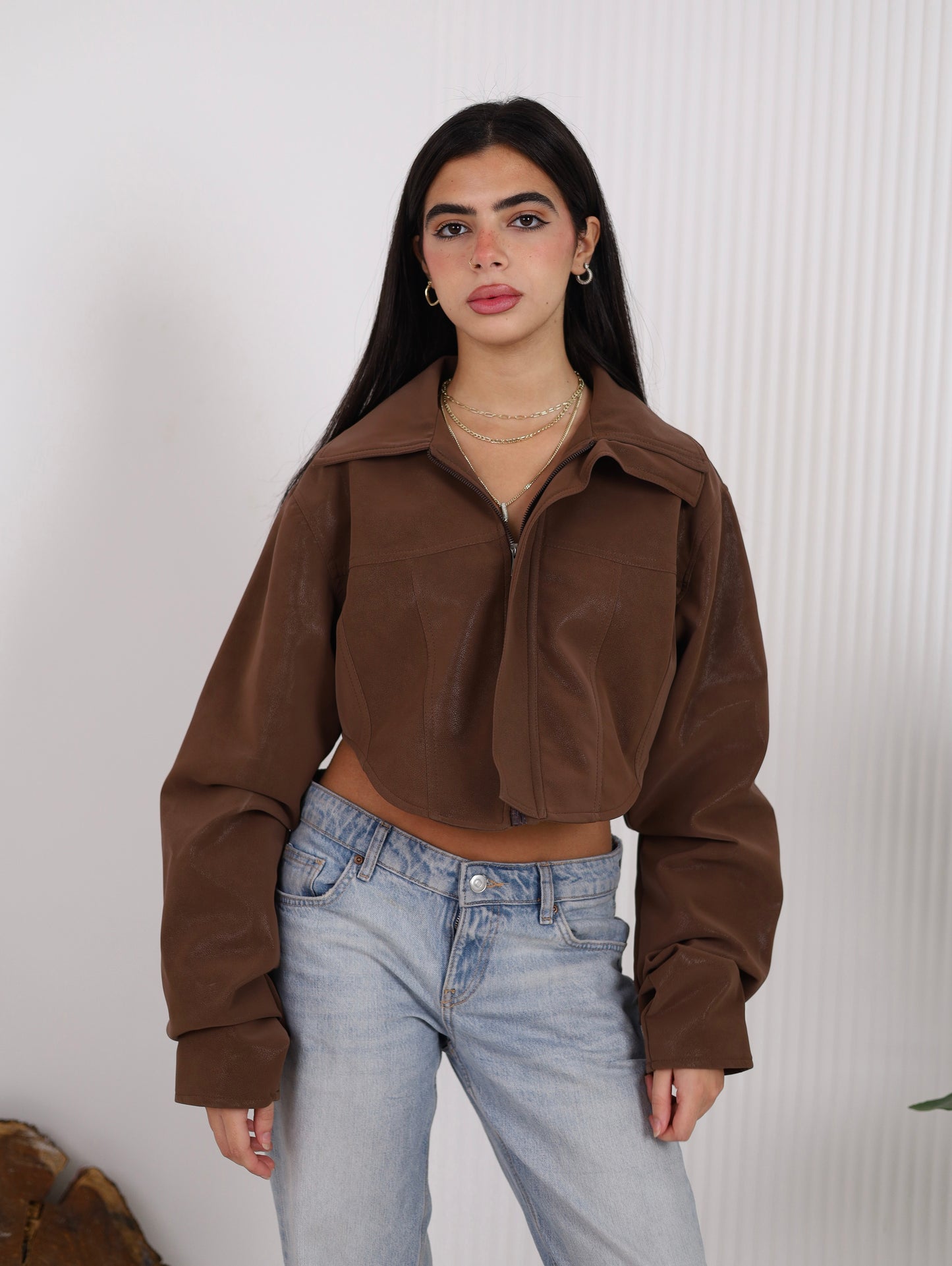 Corset Leather jacket - Brown