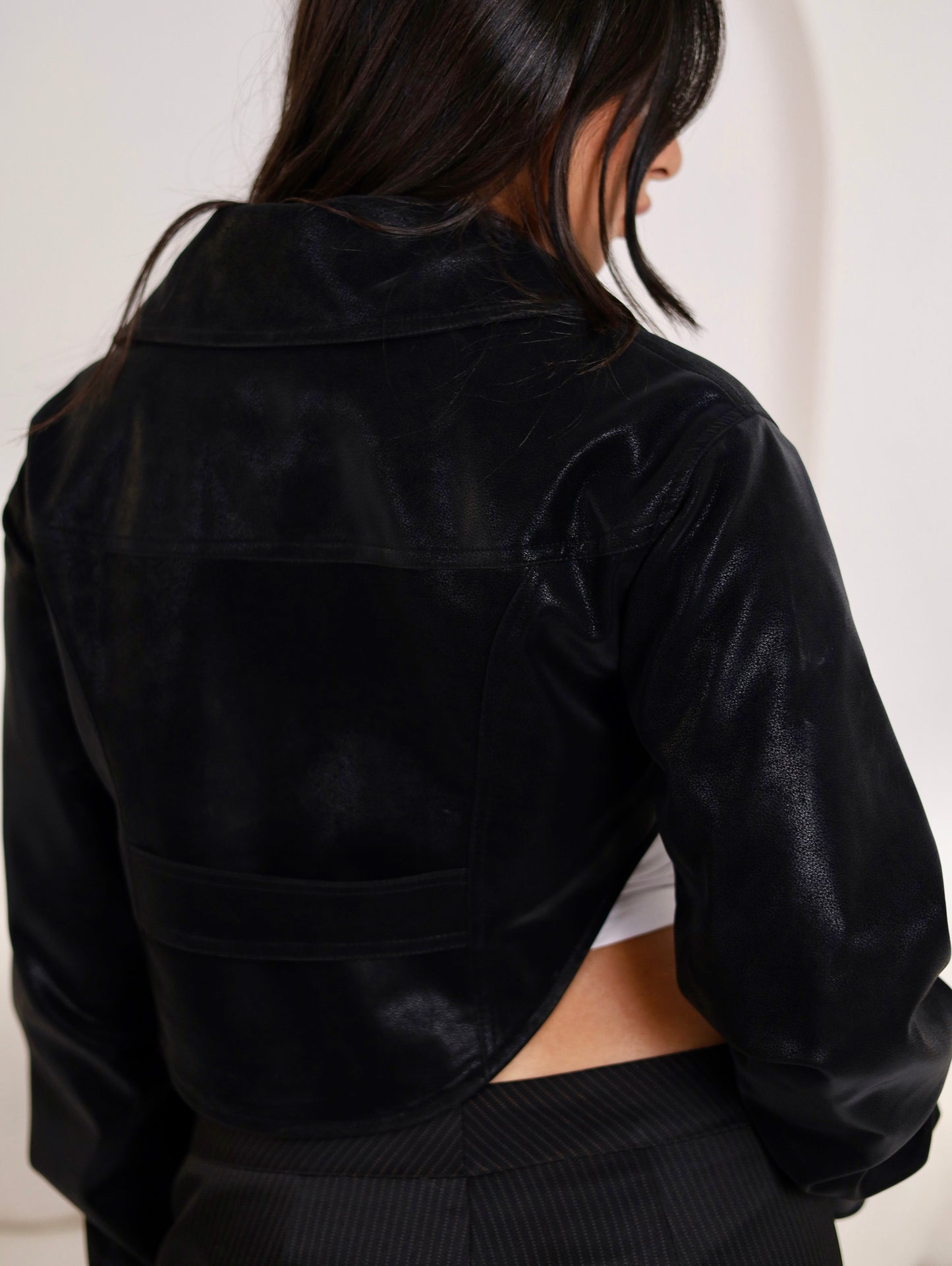 Corset Leather jacket - Black