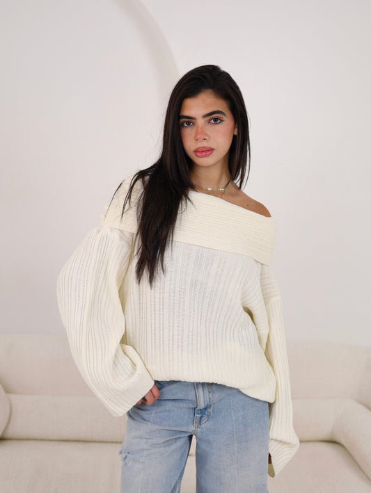 Off-Shoulder Knit - Off-white